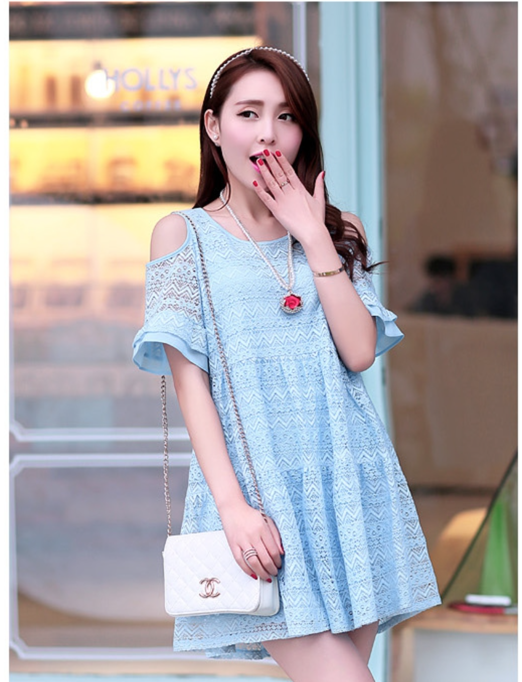 WD5889 Pretty Maternity Dress Blue