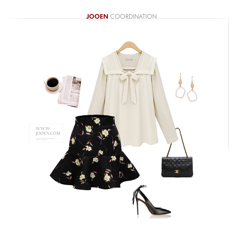 WP5909 Pretty Floral Skirt Black
