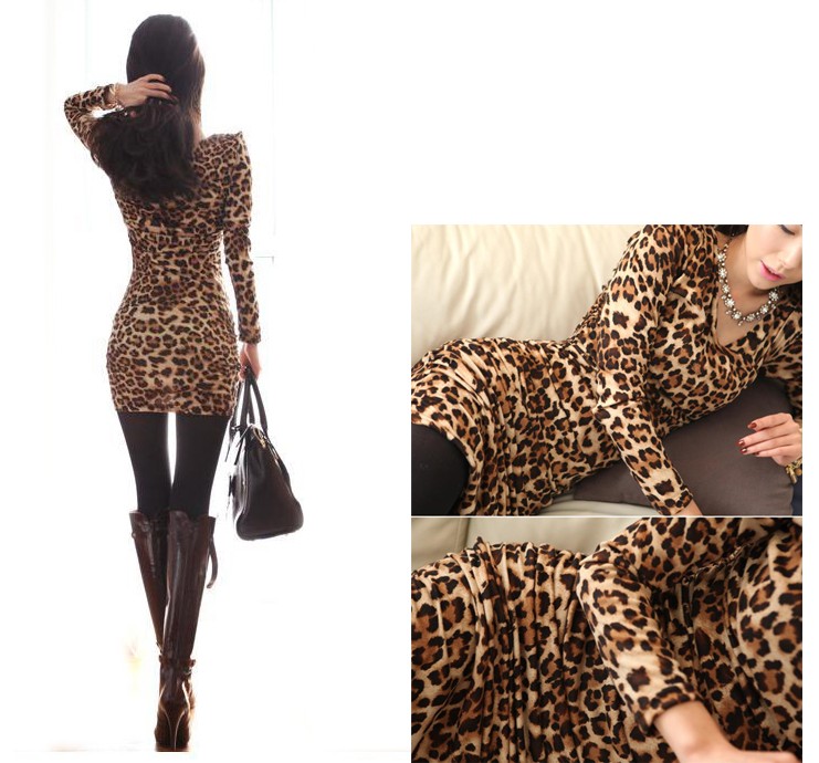 WD5964 Sexy Leopard Dress Brown