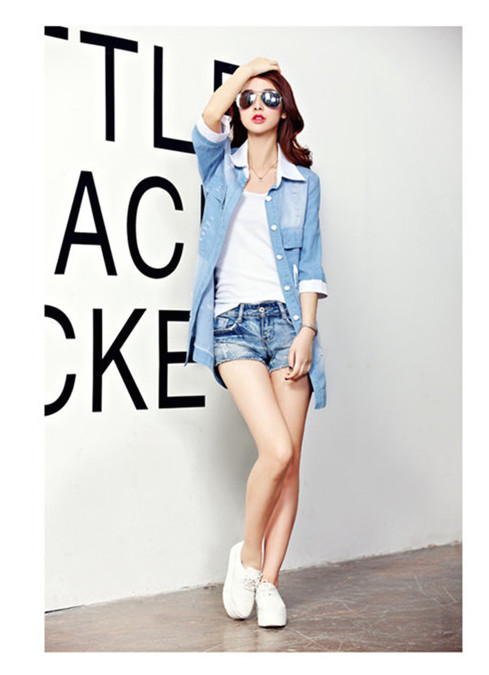 WT6024 Fashion Long Top Blue