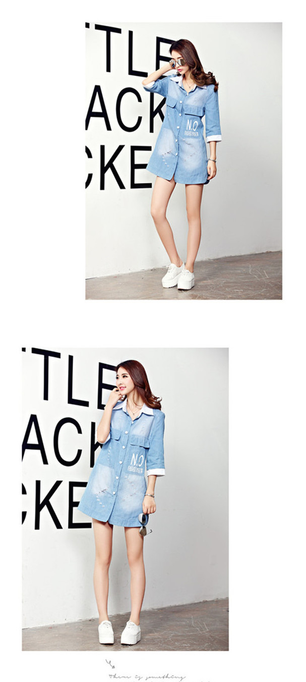 WT6024 Fashion Long Top Blue