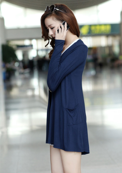 WJ3506 Korea Fashion Cardigan Dark Blue