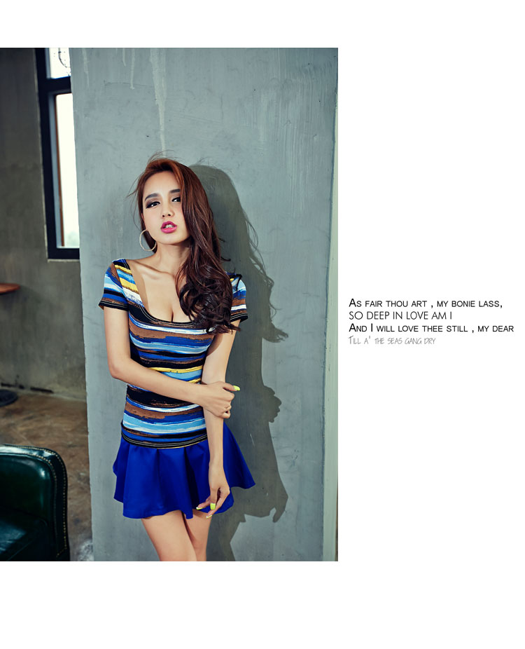 WT6194 Colourful Top Blue