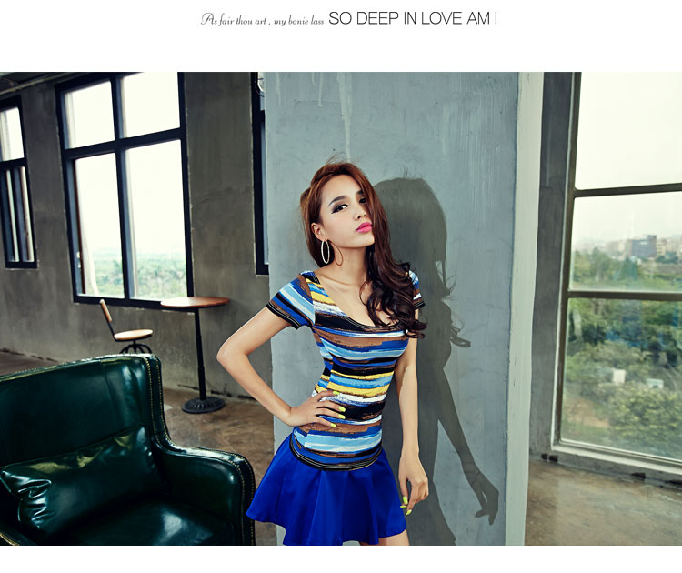 WT6194 Colourful Top Blue