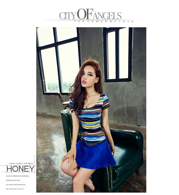 WT6194 Colourful Top Blue