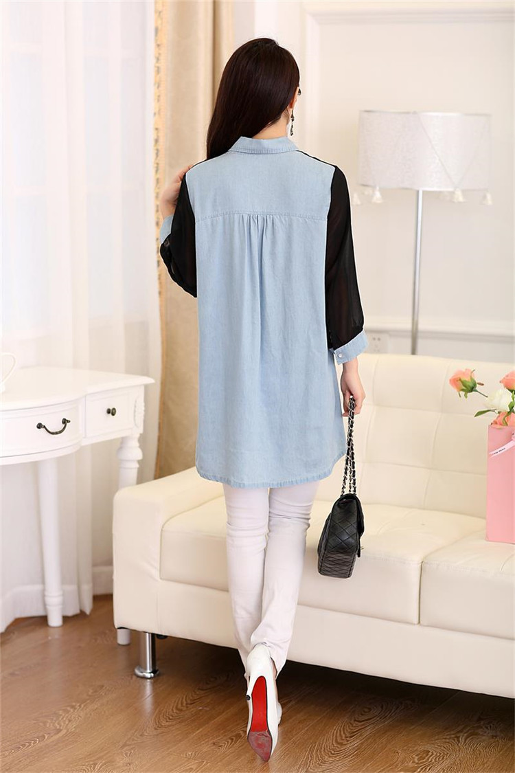 WT3538 Korea Fashion Long Top Light Blue