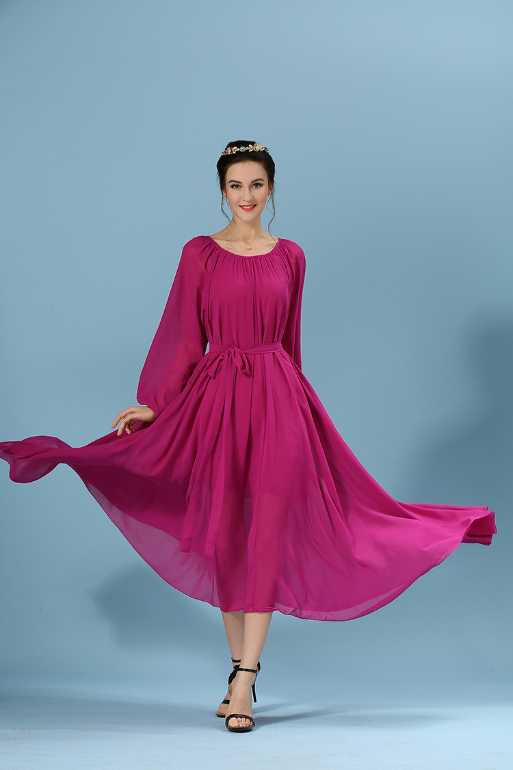WD6224 Elegant Maxi Dress Dark Purple