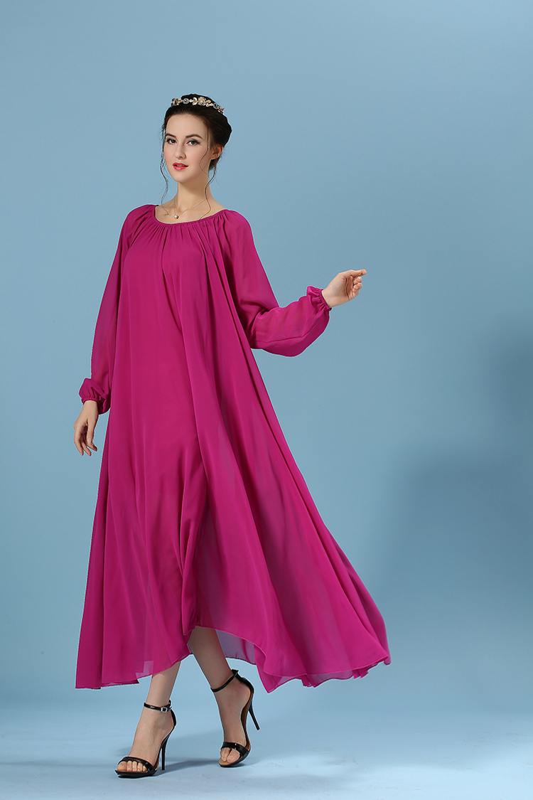 WD6224 Elegant Maxi Dress Dark Purple