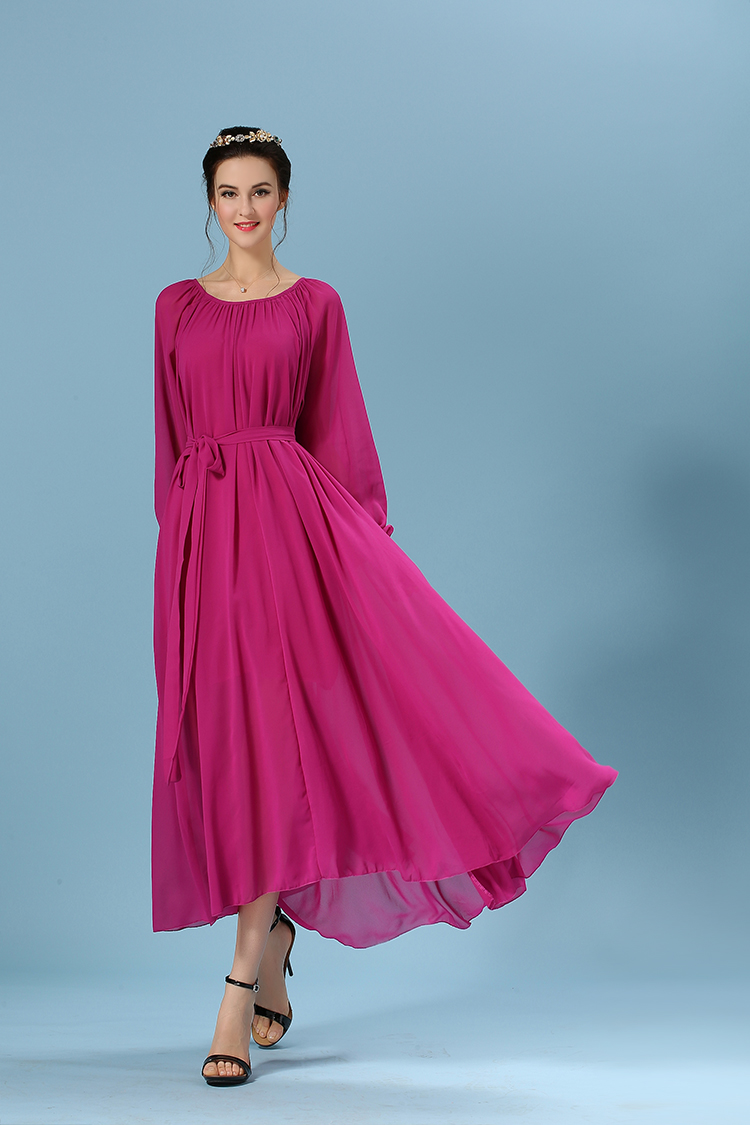 WD6224 Elegant Maxi Dress Dark Purple