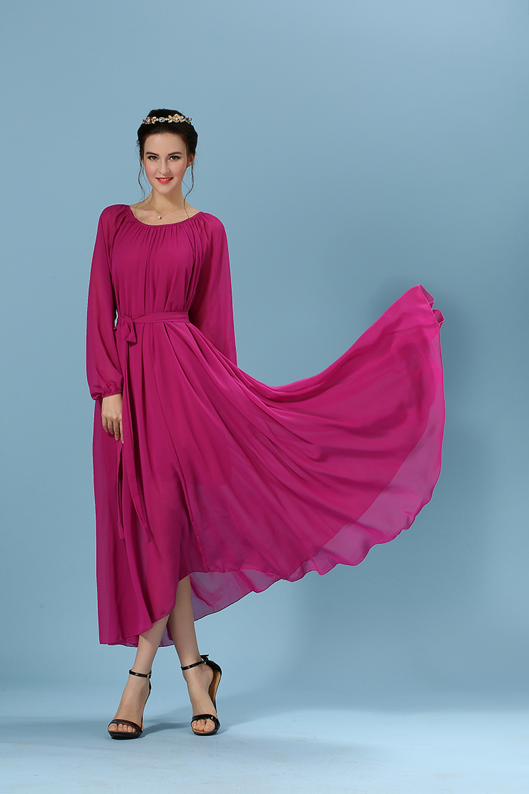 WD6224 Elegant Maxi Dress Dark Purple