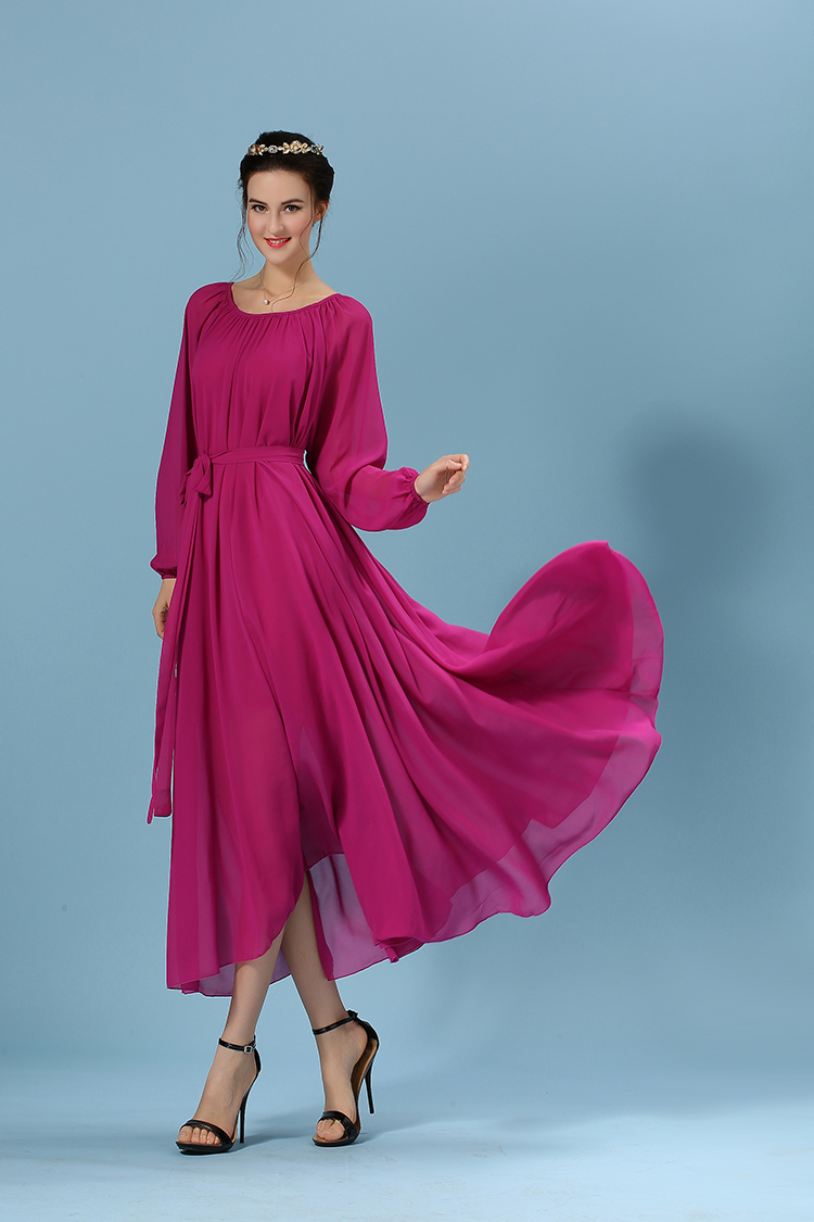 WD6224 Elegant Maxi Dress Dark Purple