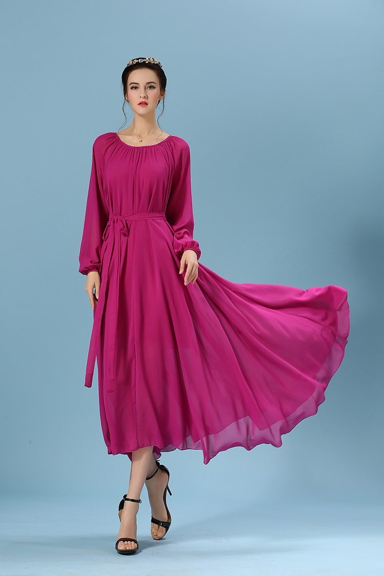 WD6224 Elegant Maxi Dress Dark Purple