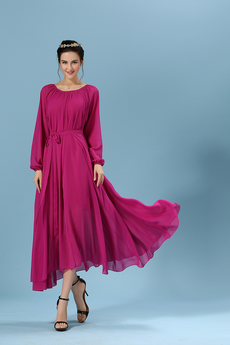 WD6224 Elegant Maxi Dress Dark Purple