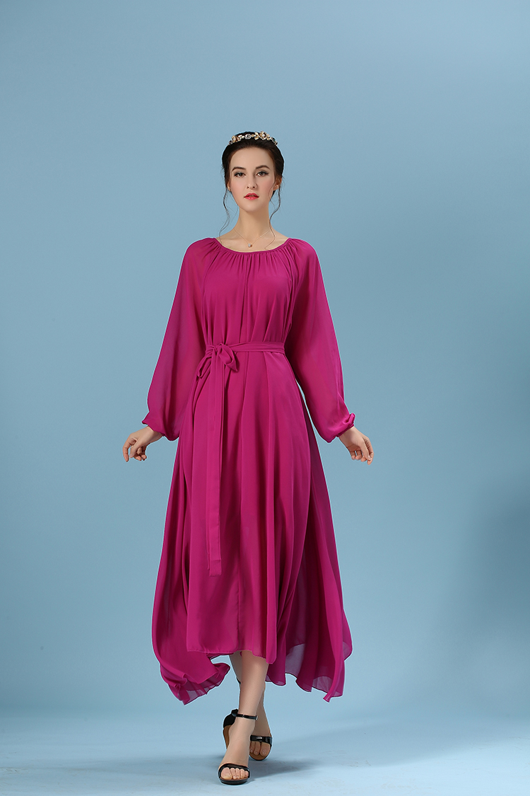 WD6224 Elegant Maxi Dress Dark Purple
