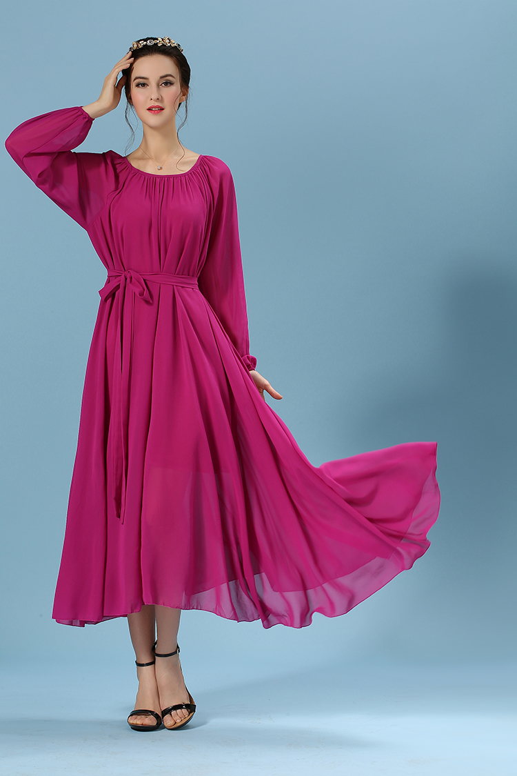 WD6224 Elegant Maxi Dress Dark Purple