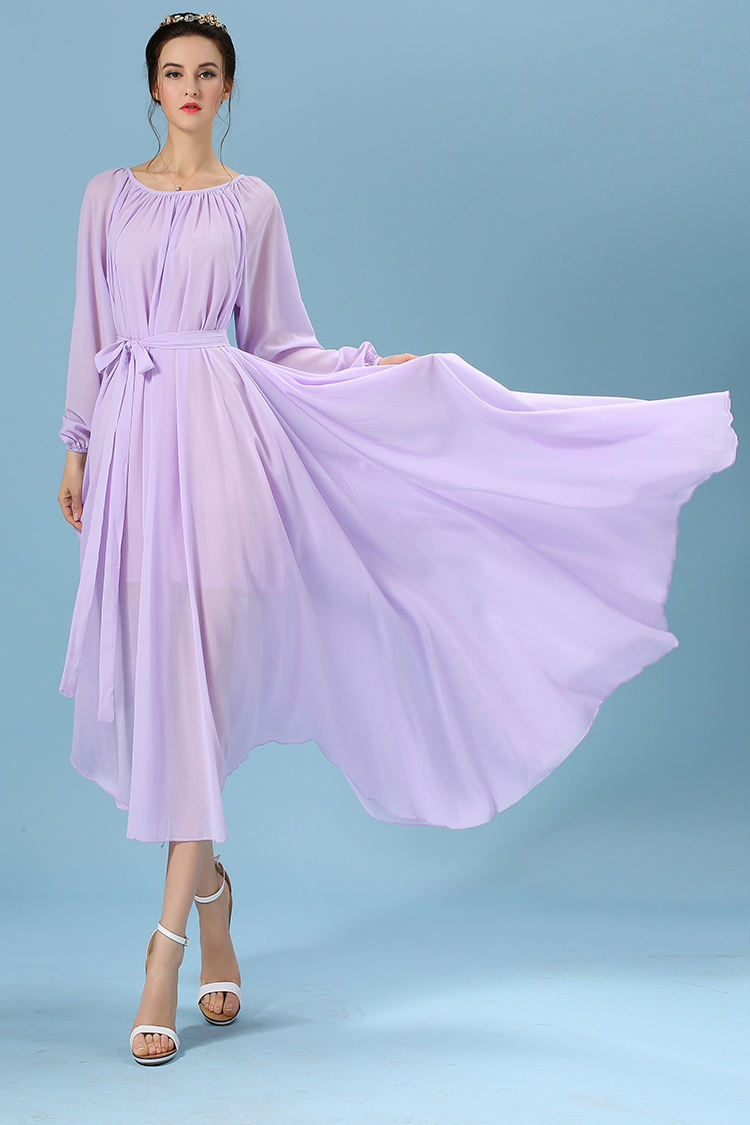WD6224 Elegant Maxi Dress Light Purple