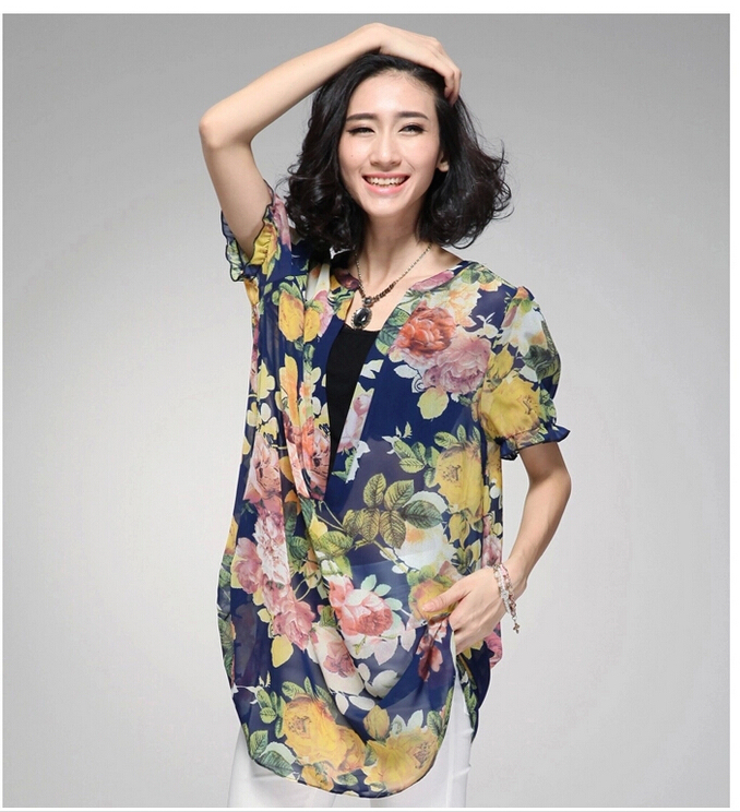 WT6228 Floral Chiffon Top As Picture
