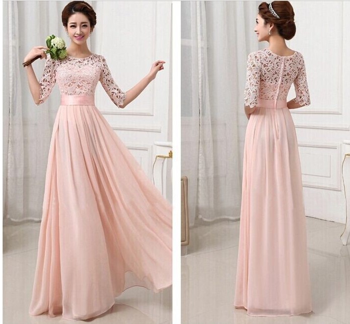WD6259 Elegant Maxi Dress Light Pink