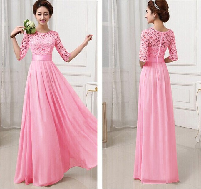 WD6259 Elegant Maxi Dress Dark Pink