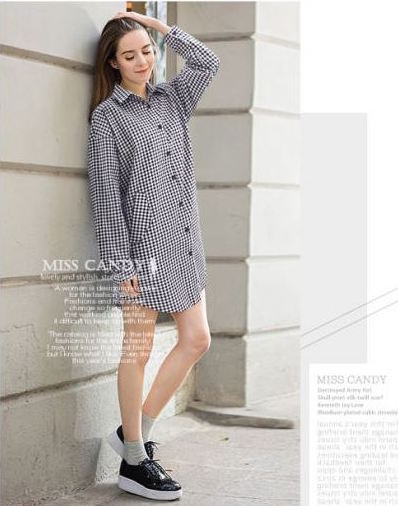 WT6345 Stylish Long Top Checker