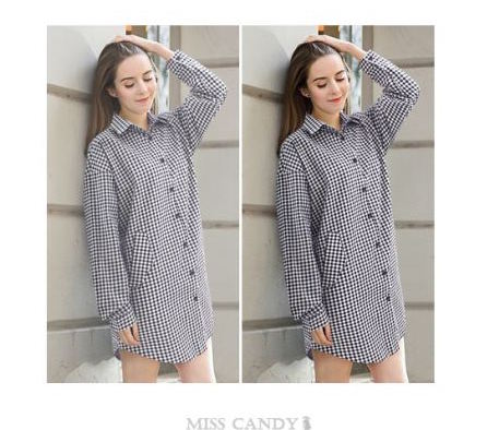 WT6345 Stylish Long Top Checker