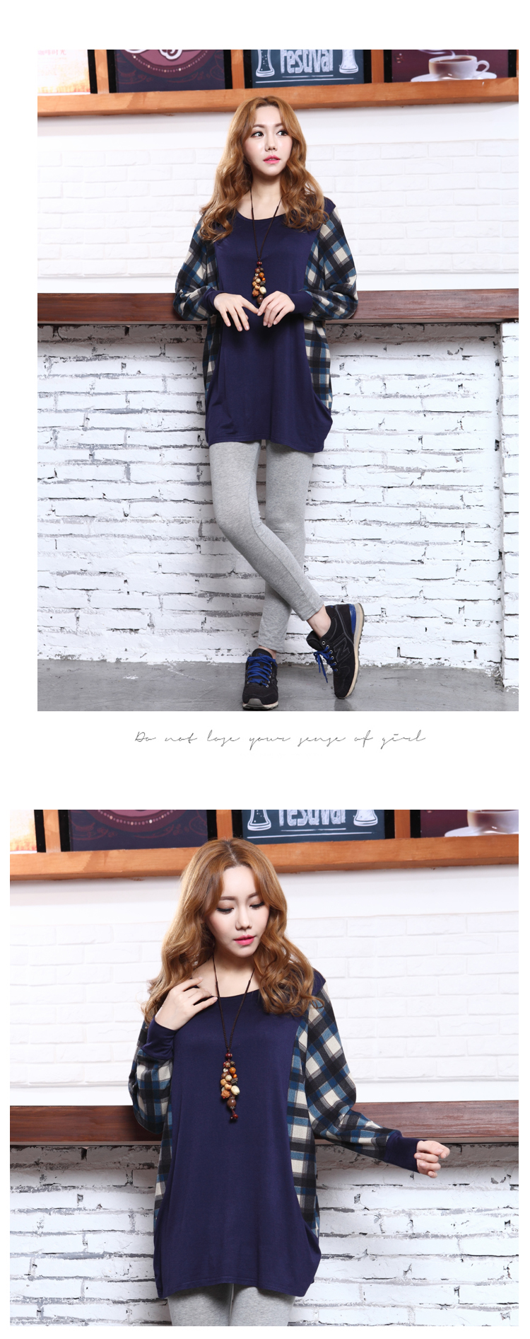 WT6393 Stylish Loose Top Blue