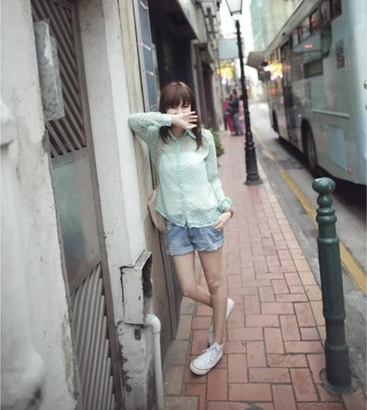WT6396 Stylish Chiffon Top Green