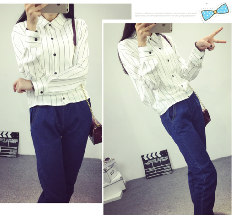 WT6419 Fashion Collar Top White