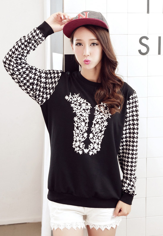 WT6463 Korea Stylish Top Black