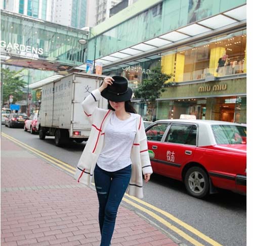 WJ6468 Casual Cardigan Almond