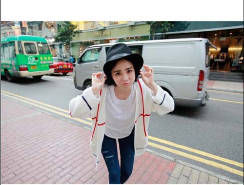 WJ6468 Casual Cardigan Almond