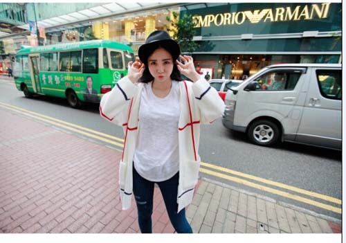 WJ6468 Casual Cardigan Almond