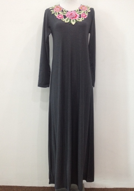WH1135 Fashion Floral Jubah Grey