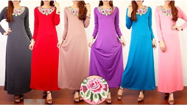 WH1135 Fashion Floral Jubah Grey