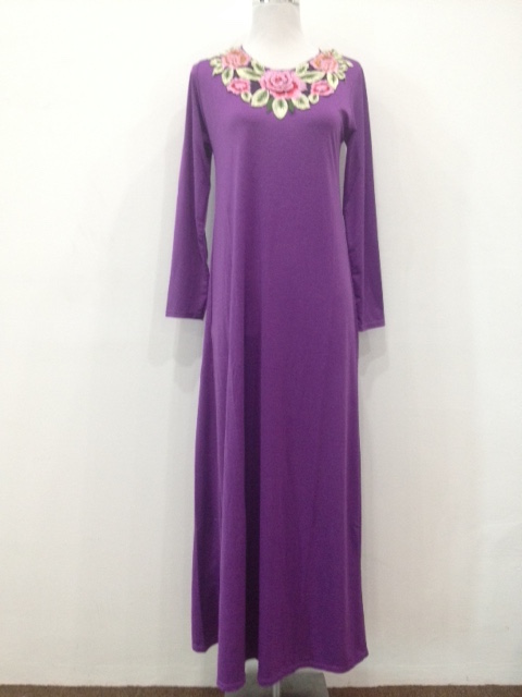 WH1135 Fashion Floral Jubah Purple