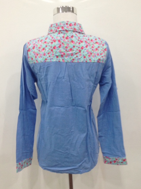 WT1139 Fashion Floral Top Blue
