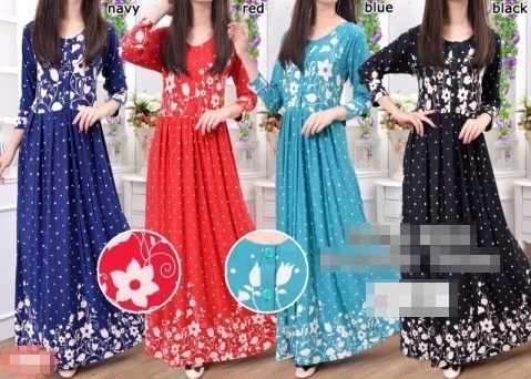 WH1140 Pretty Floral Jubah Blue