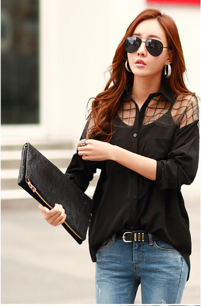 WT6503 Fashion Sexy Top Black