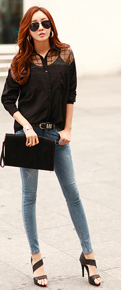 WT6503 Fashion Sexy Top Black
