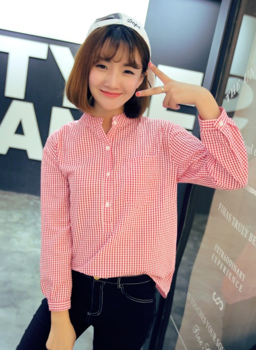 WT6525 Fashion Checker Top Pink