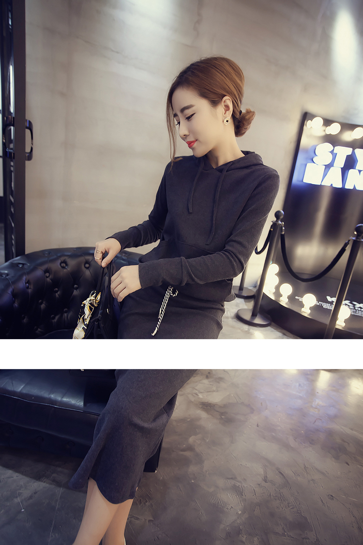 WT6585 Korea Fashion Top and Skirt Grey (1Set)