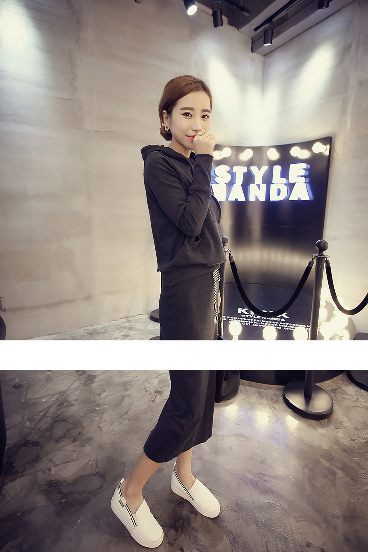 WT6585 Korea Fashion Top and Skirt Grey (1Set)