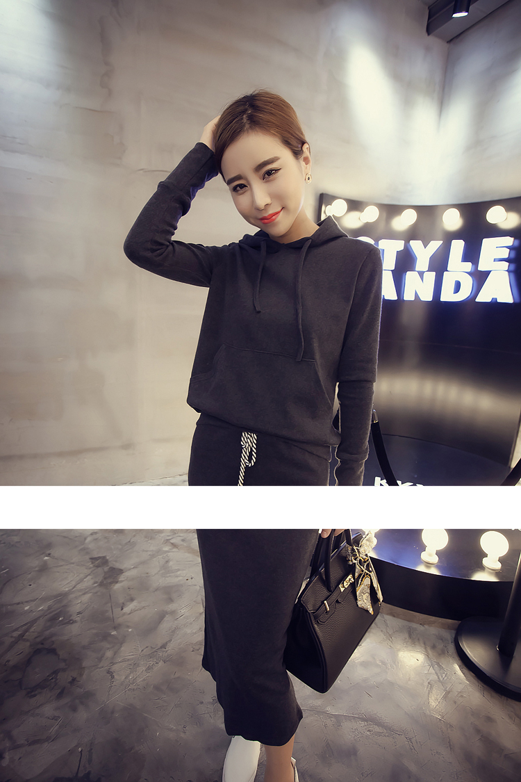 WT6585 Korea Fashion Top and Skirt Grey (1Set)