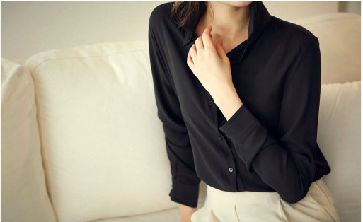 WT6626 Fashion Collar Top Black