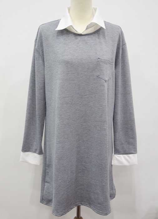 WT6677 Fashion Long Top Light Grey
