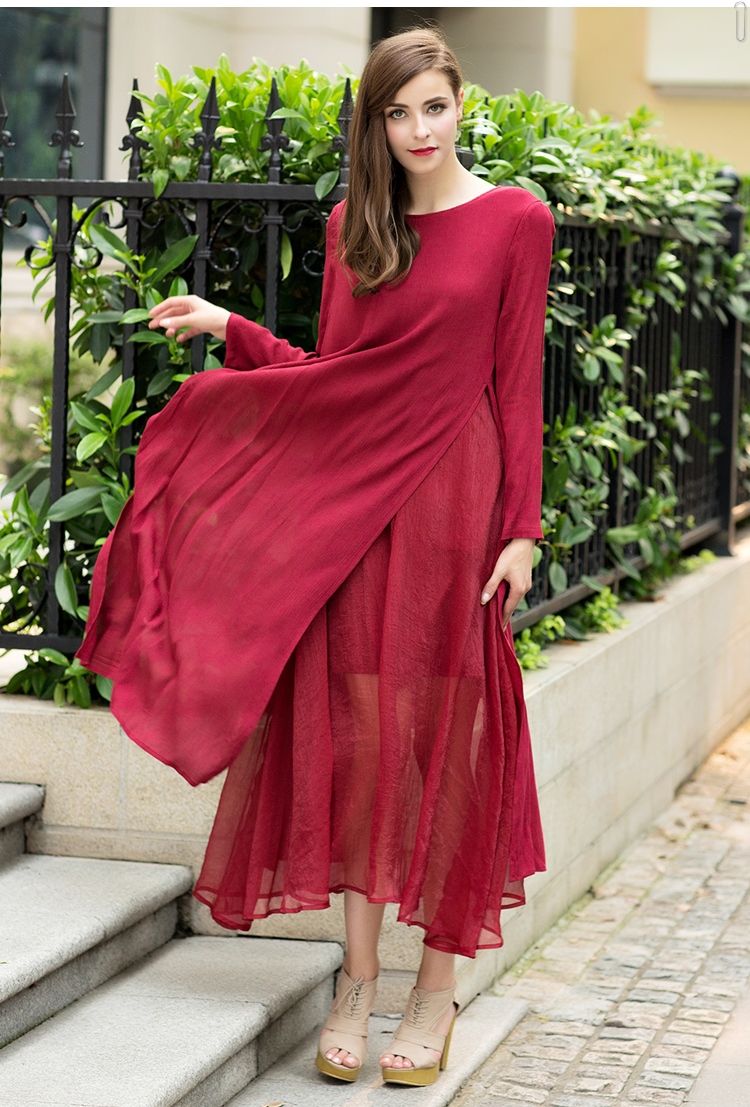 WD6699 Stylish Dress Maroon