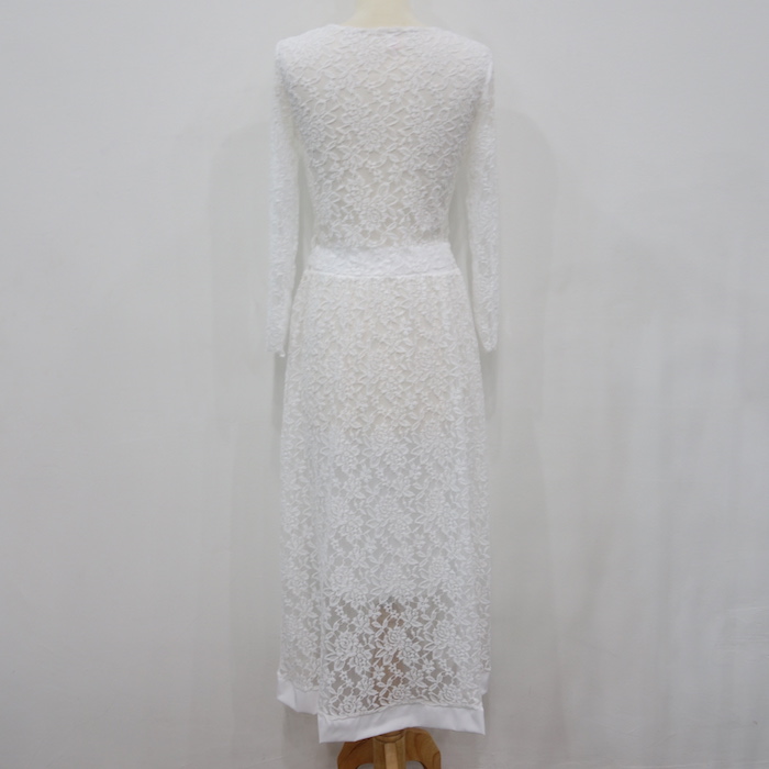WT6729 Lace Top and Skirt White (1 Set)