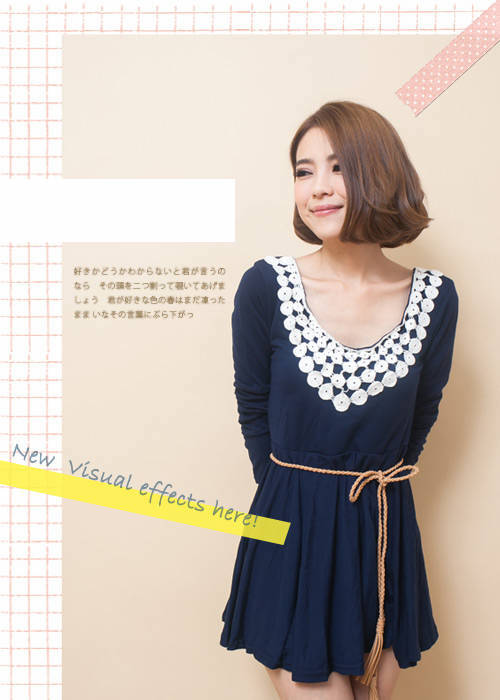 WD6863 Sweet Fashion Dress Blue