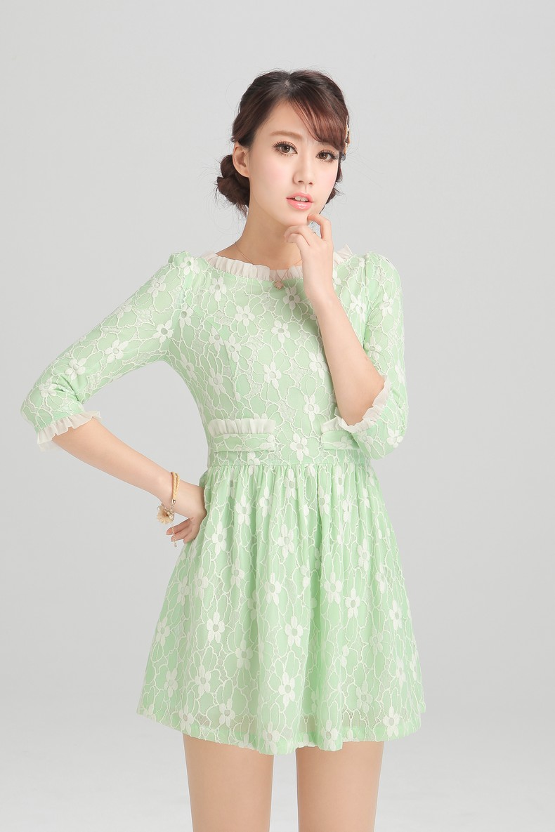 WD6875 Sweet Lace Dress Green