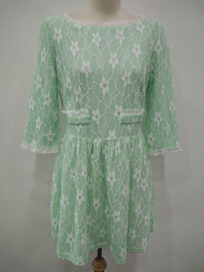 WD6875 Sweet Lace Dress Green